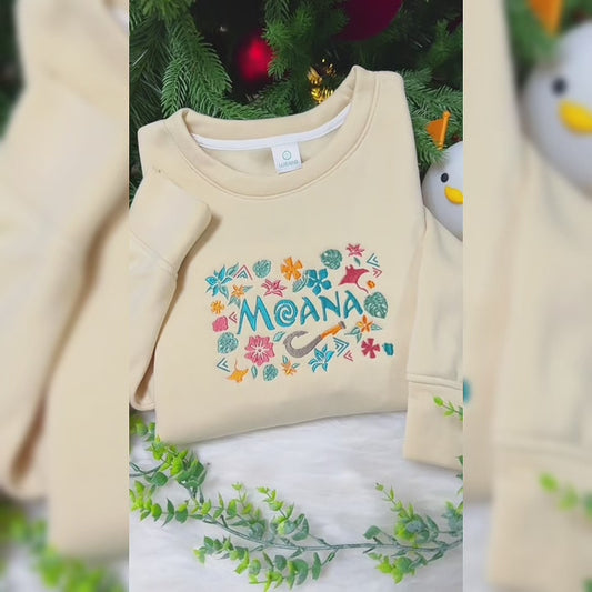 Embroidered Moana Sweatshirt, Cozy Fashion