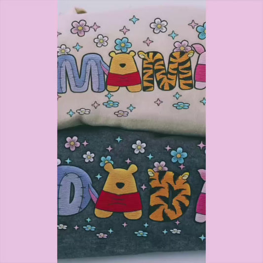 Embroidered Mama & Dada Sweatshirt, Winnie the Pooh Shirt