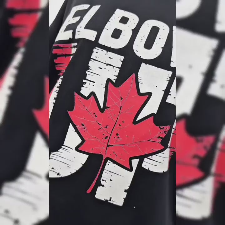 Video Elbows Up Vintage Canadian Flag Print Sweatshirt