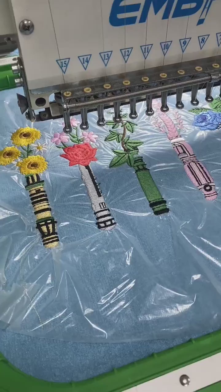 Video Floral Lightsaber Embroidered Washed Shirt