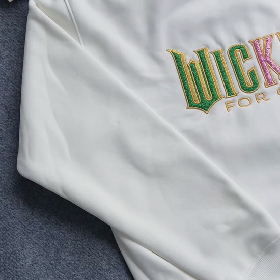 Video Wicked For Good Embroidered Sweatshirt in White