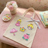 Tote Bag Decorated With Pastel Princess Peach Chibi Patches 