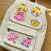 Beige Backpack Adorned With Adorable Chibi Princess Peach, Peach Patches