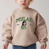 Toddler In Mulan Embroidered Sweatshirt With Green Text And Character