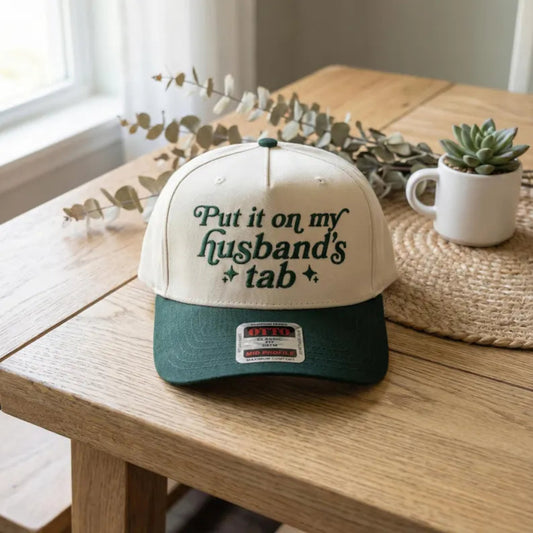 Embroidered Cap Beige Green Cozy Comfort