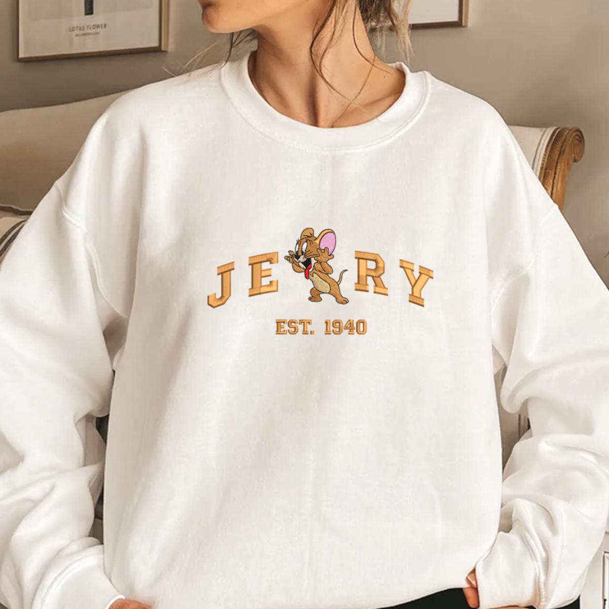 Tom and Jerry Embroidered Shirt,  Gifts For Couples Who Love Tom and Jerry