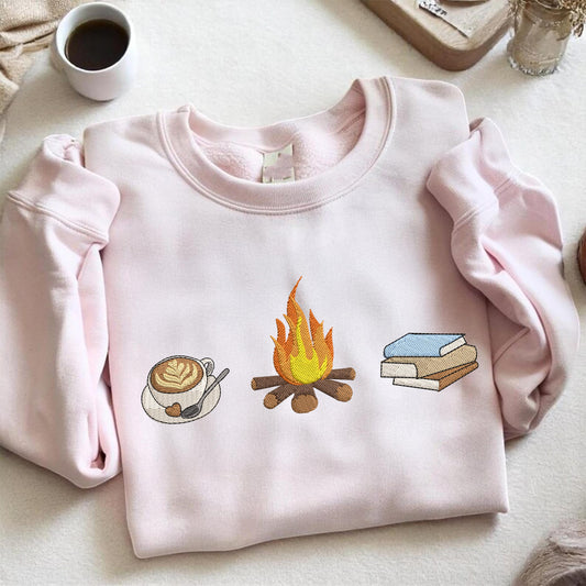 Embroidered Autumn Sweatshirt, Cozy Embroidered Sweatshirt