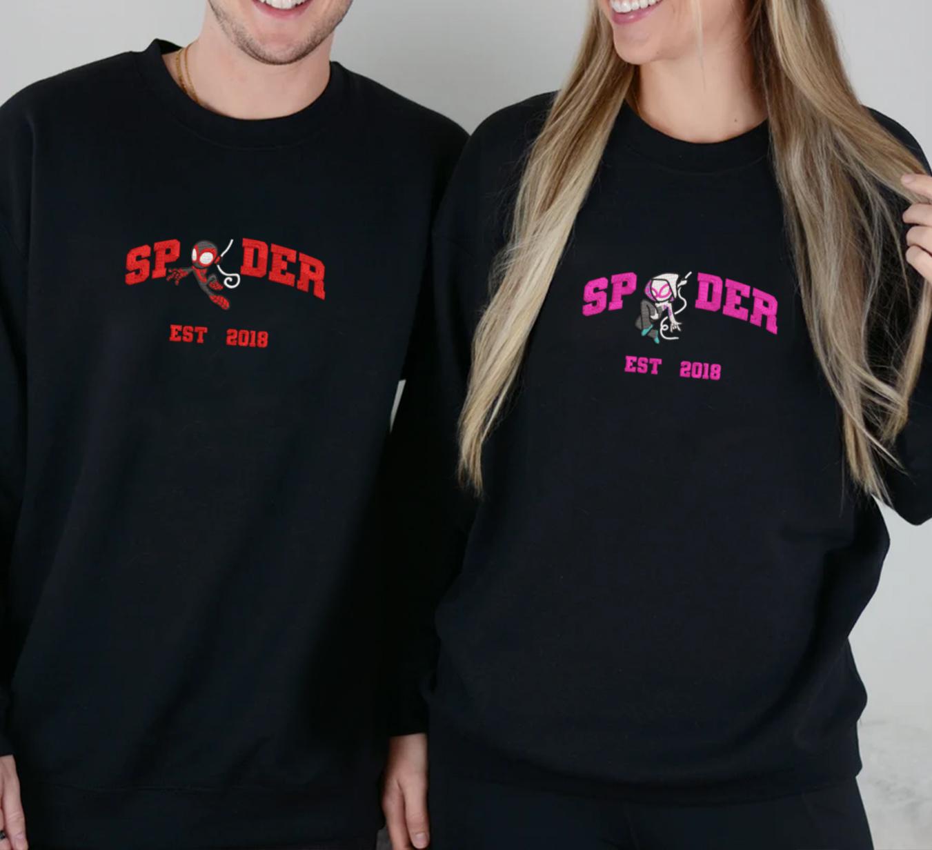 Embroidered Matching Spider Man & Women Sweatshirt, Spider Man Shirt