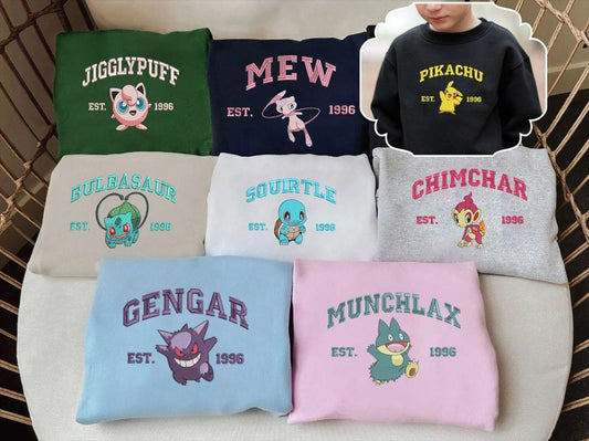 Embroidered Custom Pokemon Youth Sweatshirt, Pokemon Youth Hoodie