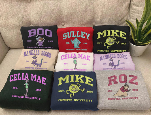 Embroidered Monsters, Inc Characters Sweatshirt, Monsters University Shirt