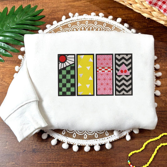 Embroidered Demon Slayer Sweatshirt, Anime Kimetsu No Yaiba Shirt