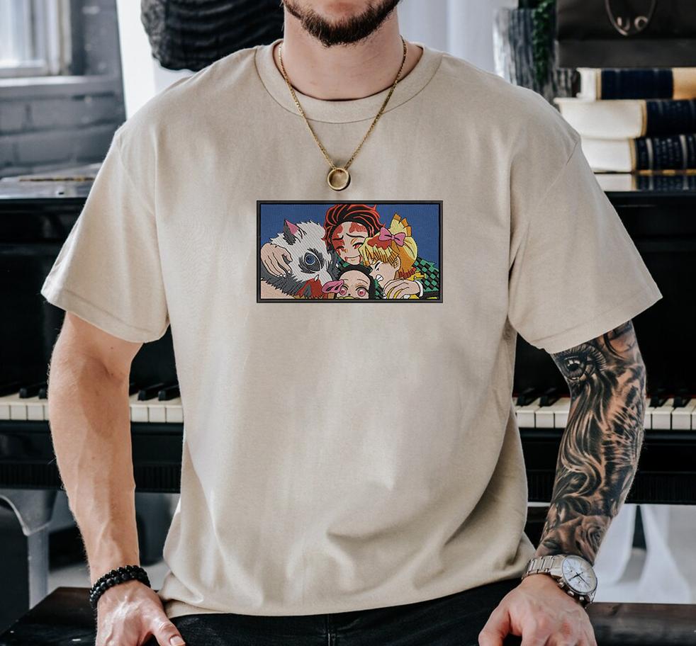 Embroidered Demon Slayer Friends Sweatshirt, Vintage Anime Shirt