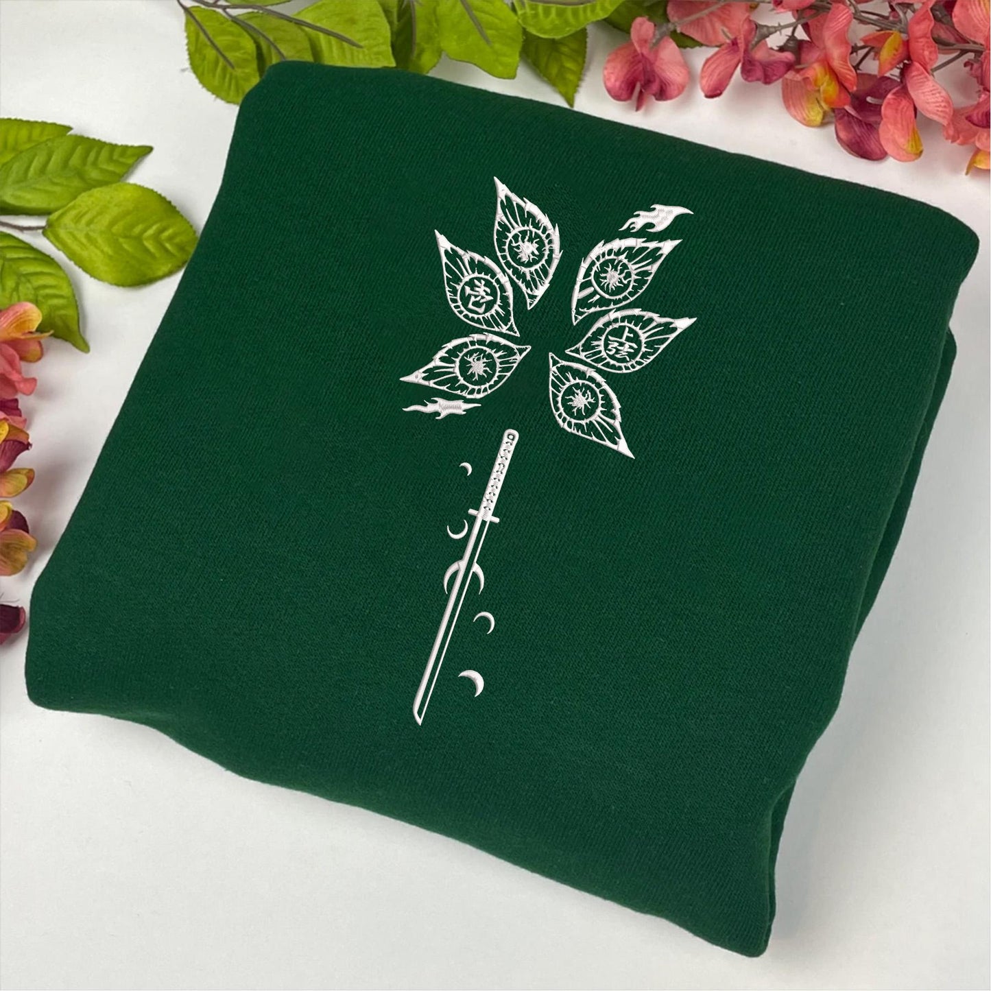 Embroidered Kokushibo-Inspired Sweatshirt, Demon Slayer Shirt