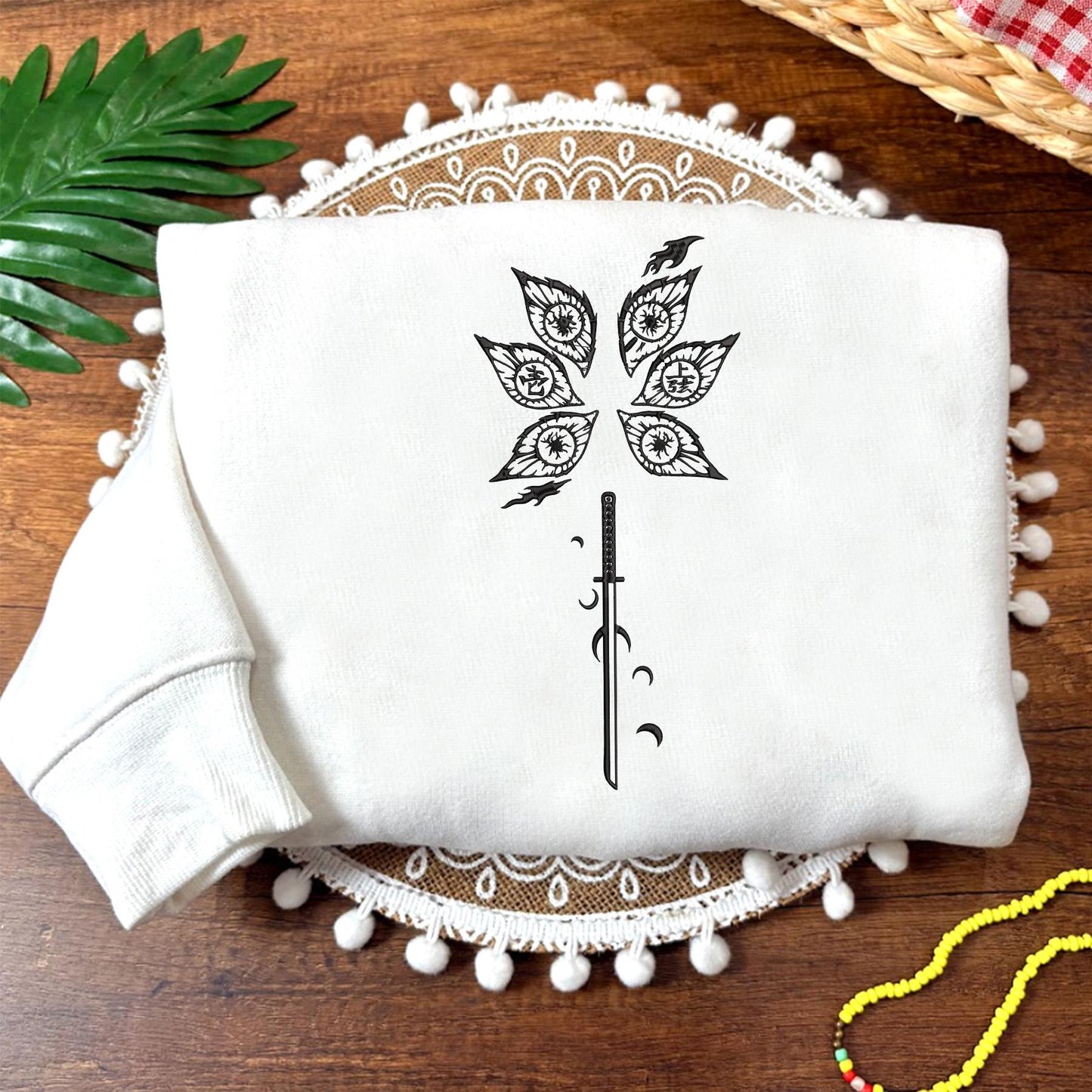 Embroidered Kokushibo-Inspired Sweatshirt, Demon Slayer Shirt