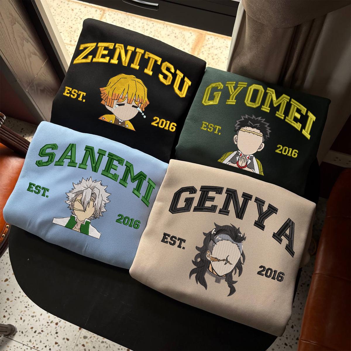 Embroidered Demon Slayer Characters Sweatshirt, Kimetsu No Yaiba Shirt