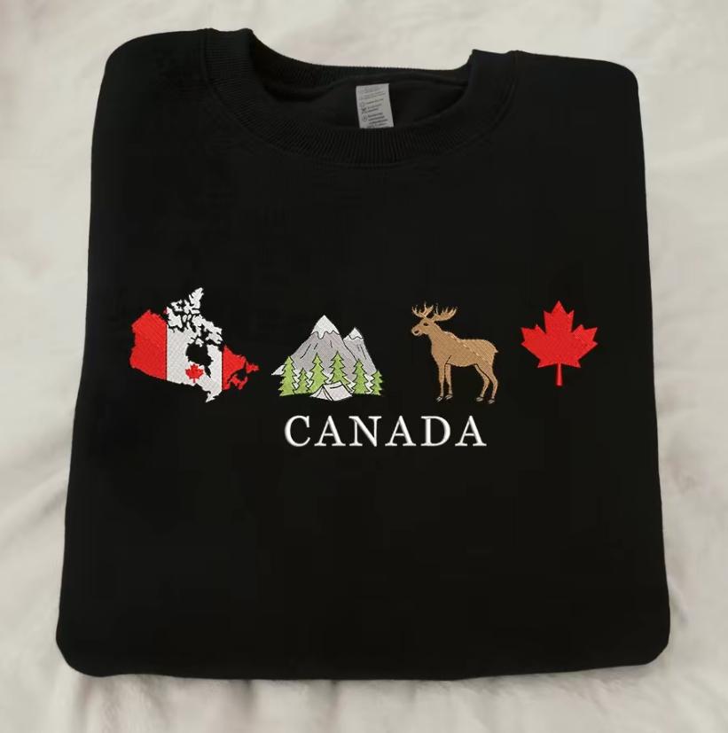 Embroidered Canada Sweatshirt, Canadian Wildlife Shirt, Gift for Canada Lovers