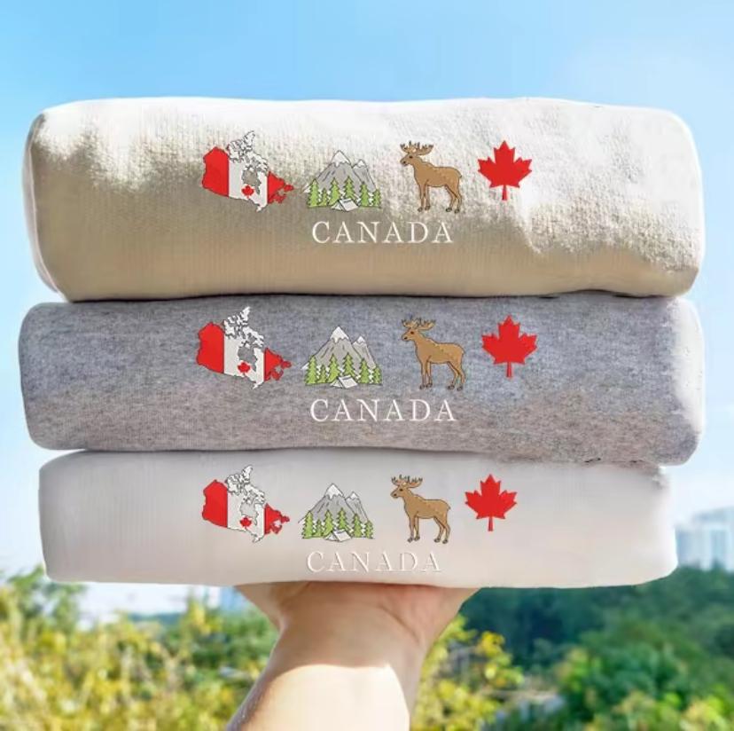 Embroidered Canada Sweatshirt, Canadian Wildlife Shirt, Gift for Canada Lovers