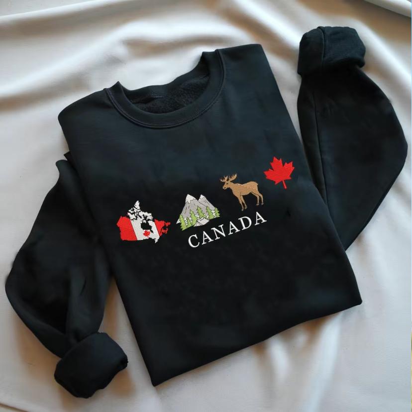 Embroidered Canada Sweatshirt, Canadian Wildlife Shirt, Gift for Canada Lovers