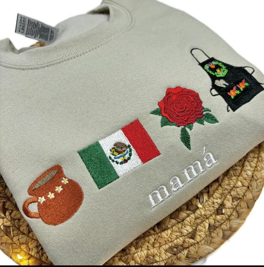 Embroidered MEXiCO MaMa Sweatshirt, Mexico Shirt