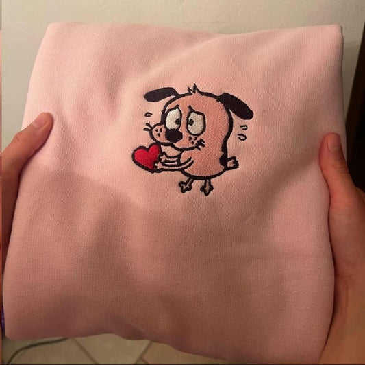 Embroidered Courage Dog Sweatshirt, Cute Pet Shirt