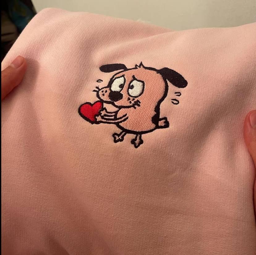 Embroidered Courage Dog Sweatshirt, Cute Pet Shirt