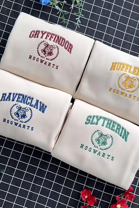 Embroidered Hogwarts Sweatshirt, House Collection Shirt