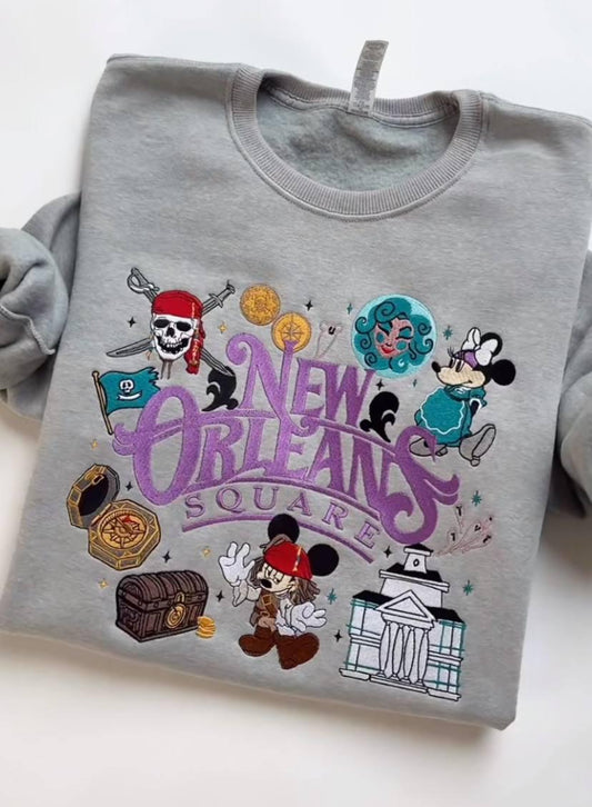 Embroidered New Orleans Square Pirate Mickey Sweatshirt, Pirate Mickey Shirt