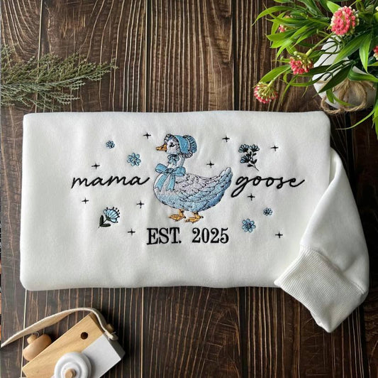 Embroidered MAMA Goose Sweatshirt, Silly Goose Shirt