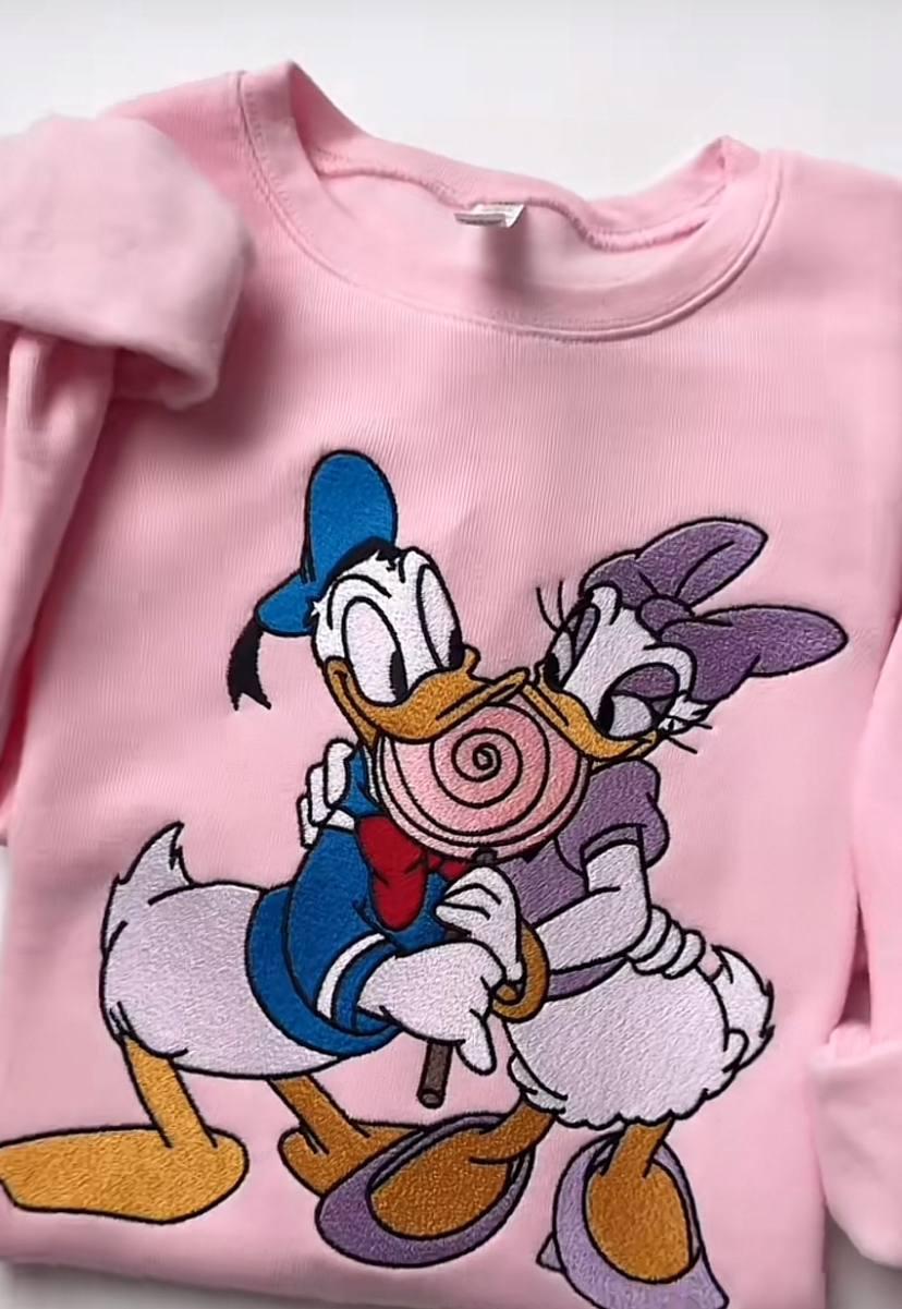 Embroidered Featuring Donald & Daisy Sweatshirt, Donald Duck Shirt