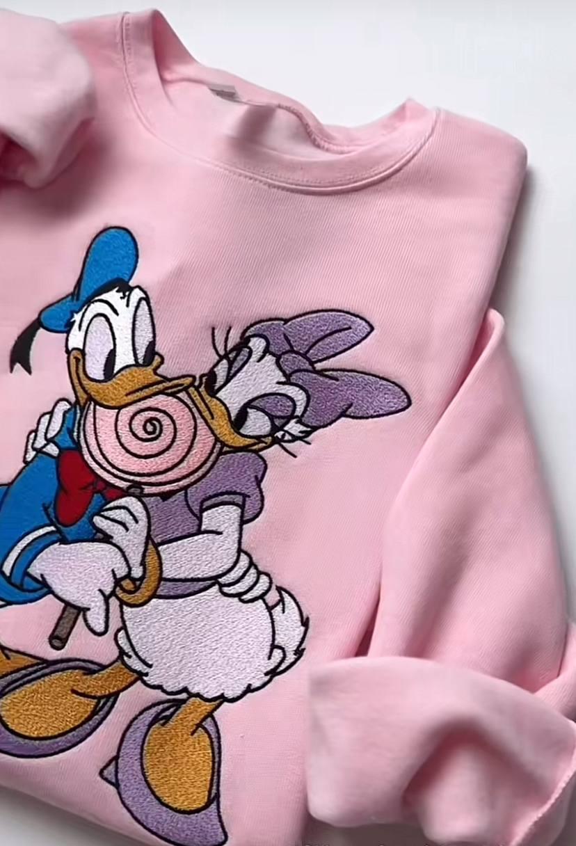 Embroidered Featuring Donald & Daisy Sweatshirt, Donald Duck Shirt