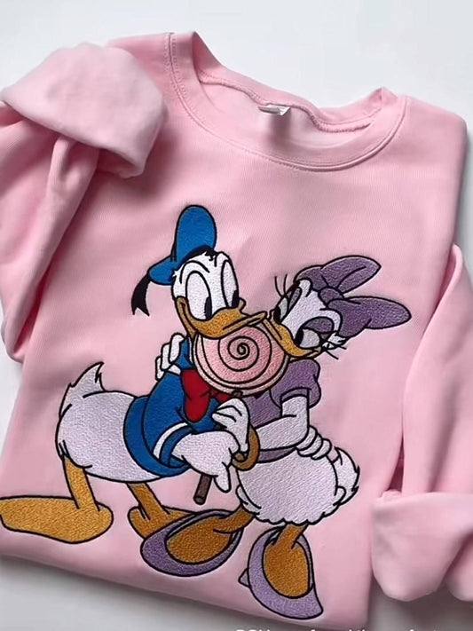 Embroidered Featuring Donald & Daisy Sweatshirt, Donald Duck Shirt