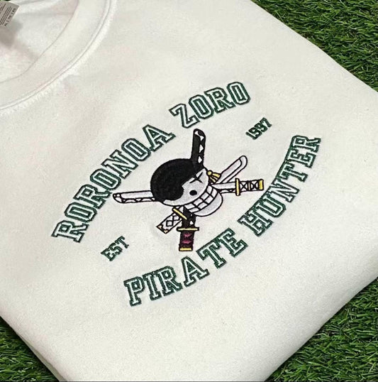Embroidered Roronoa Zoro Sweatshirt, One Piece Shirt