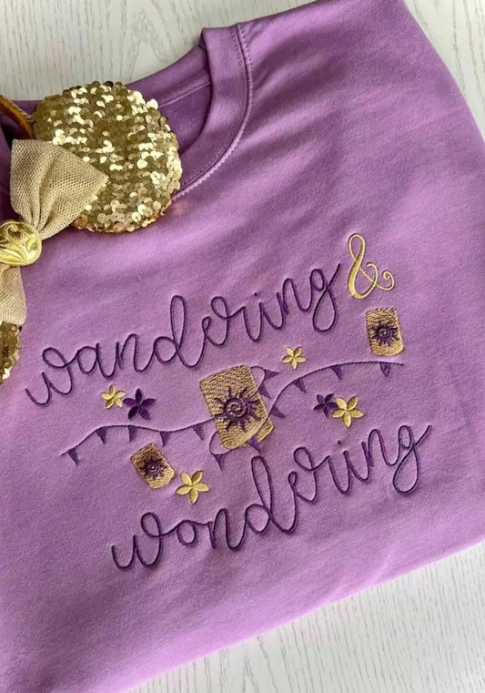 Embroidered Rapunzel Sweatshirt, Wandering & Wondering Shirt