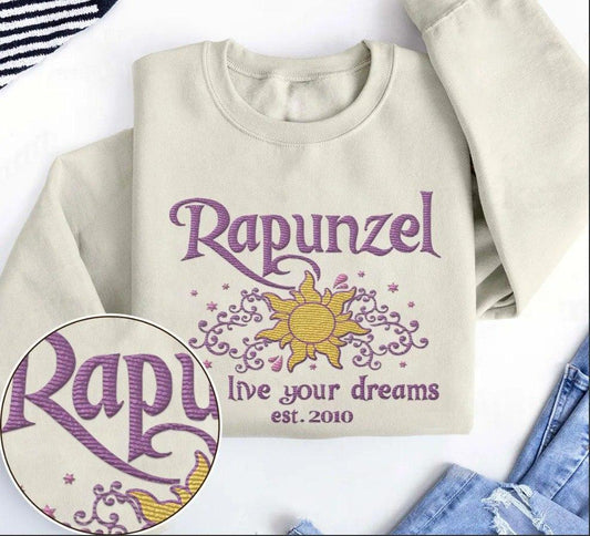 Embroidered Dreams of Rapunzel Sweatshirt, Disney Princess Shirt