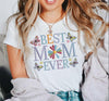 Embroidered Best Mom Ever Sweatshirt, Colorful Floral & Butterfly Design Shirt