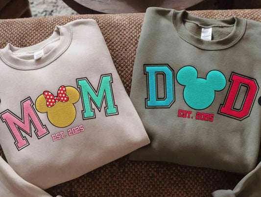 Embroidered Mom & Dad Sweatshirt, Mickey Mouse Shirt