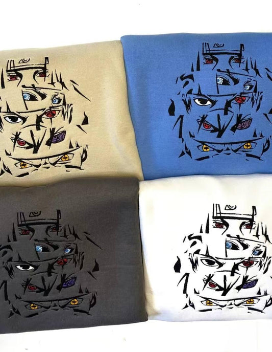 Embroidered Sharingan Eyes Sweatshirt, Naruto Inspired Shirt