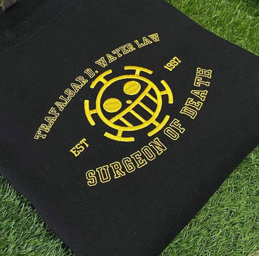 Embroidered Trafalgar D. Water Law Sweatshirt, One Piece Shirt