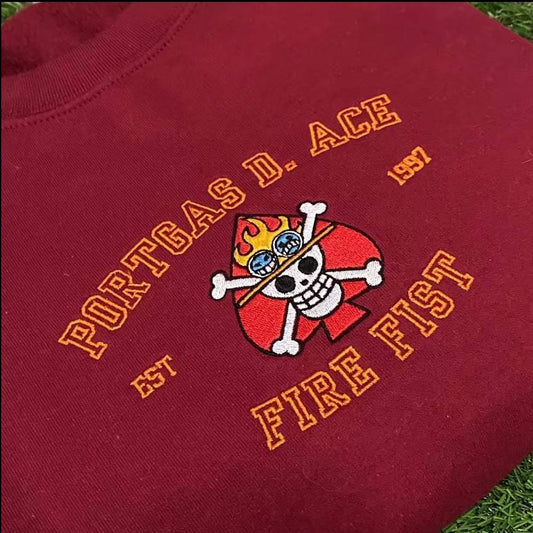 Embroidered Portgas D. Ace Sweatshirt, One Piece Shirt