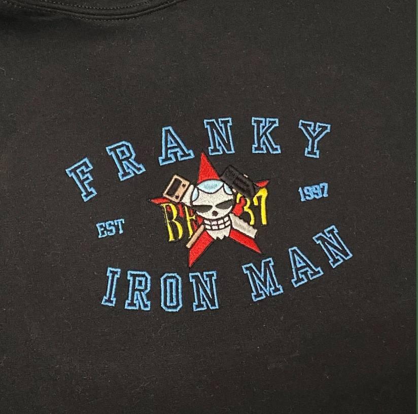 Embroidered Franky-Iron Man Sweatshirt, One Piece Shirt