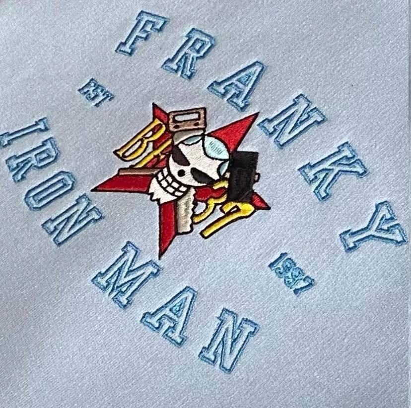 Embroidered Franky-Iron Man Sweatshirt, One Piece Shirt