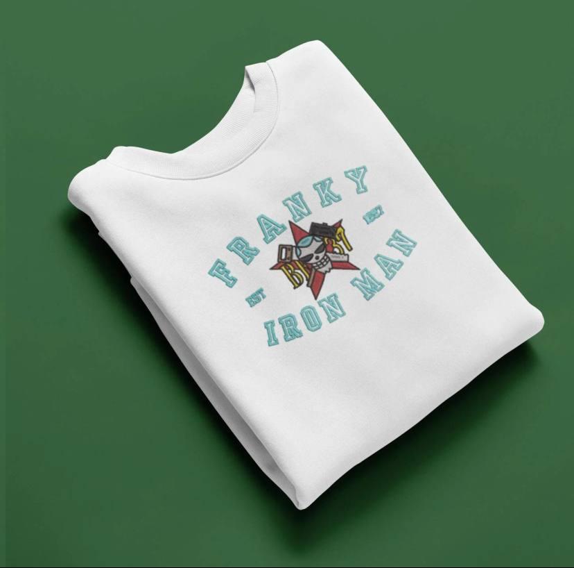 Embroidered Franky-Iron Man Sweatshirt, One Piece Shirt