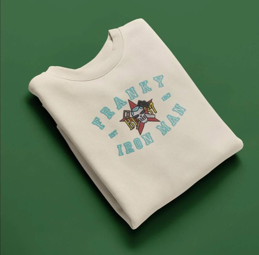 Embroidered Franky-Iron Man Sweatshirt, One Piece Shirt