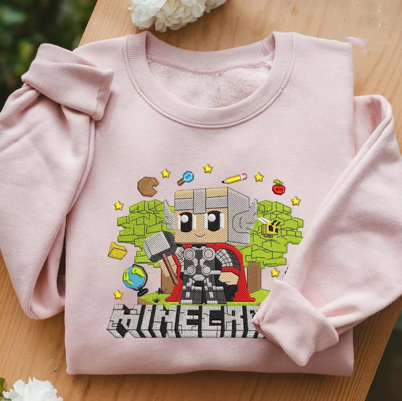 Embroidered Thor MineCrafts Sweatshirt, Avengers-MineCrafts Shirt