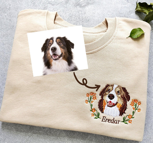 Custom Pet Embroidered Sweatshirt, Pet Memorial Sweatshirt