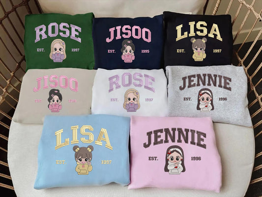 Embroidered BLACKPINK Members Sweatshirt, K-Pop Members Shirt
