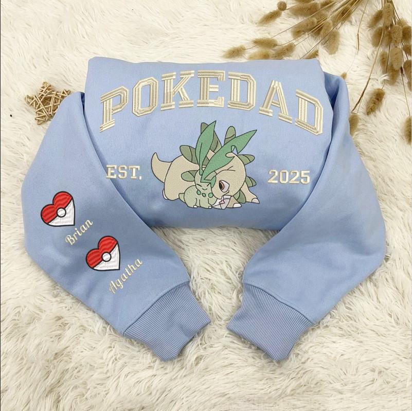 Embroidered PokeDad Sweatshirt, Pokemon Characters Shirt, Gift for Fathers Day