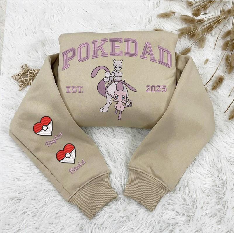 Embroidered PokeDad Sweatshirt, Pokemon Characters Shirt, Gift for Fathers Day