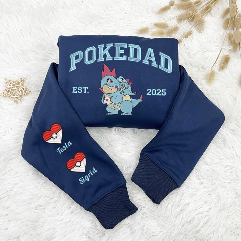 Embroidered PokeDad Sweatshirt, Pokemon Characters Shirt, Gift for Fathers Day