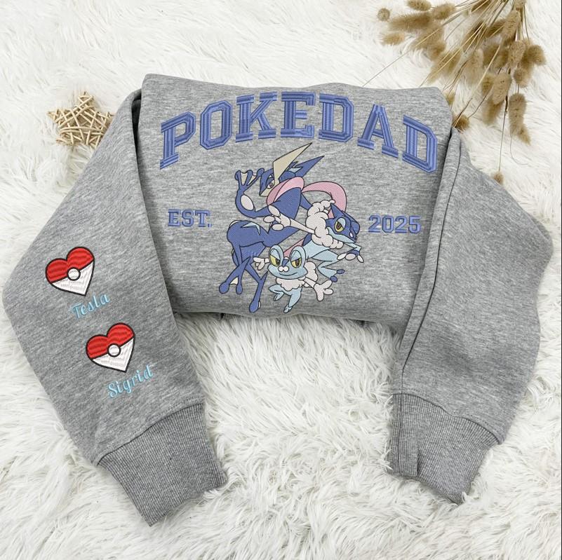 Embroidered PokeDad Sweatshirt, Pokemon Characters Shirt, Gift for Fathers Day